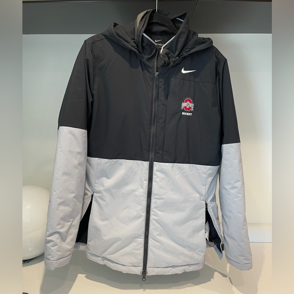 Nike Black and Light Gray Ohio State Hockey Ski Jacket